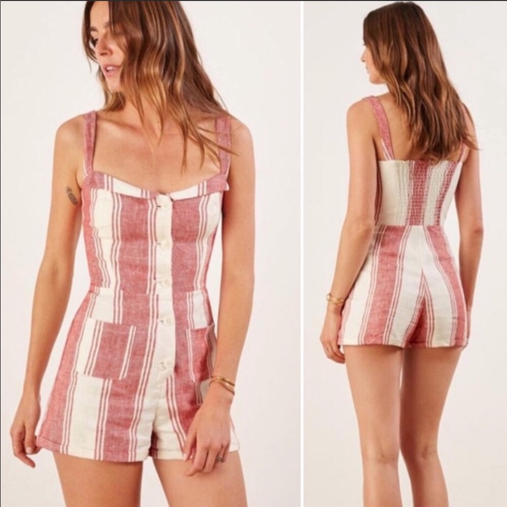 Reformation Coconut Romper - 6 - Cuba Stripe Red